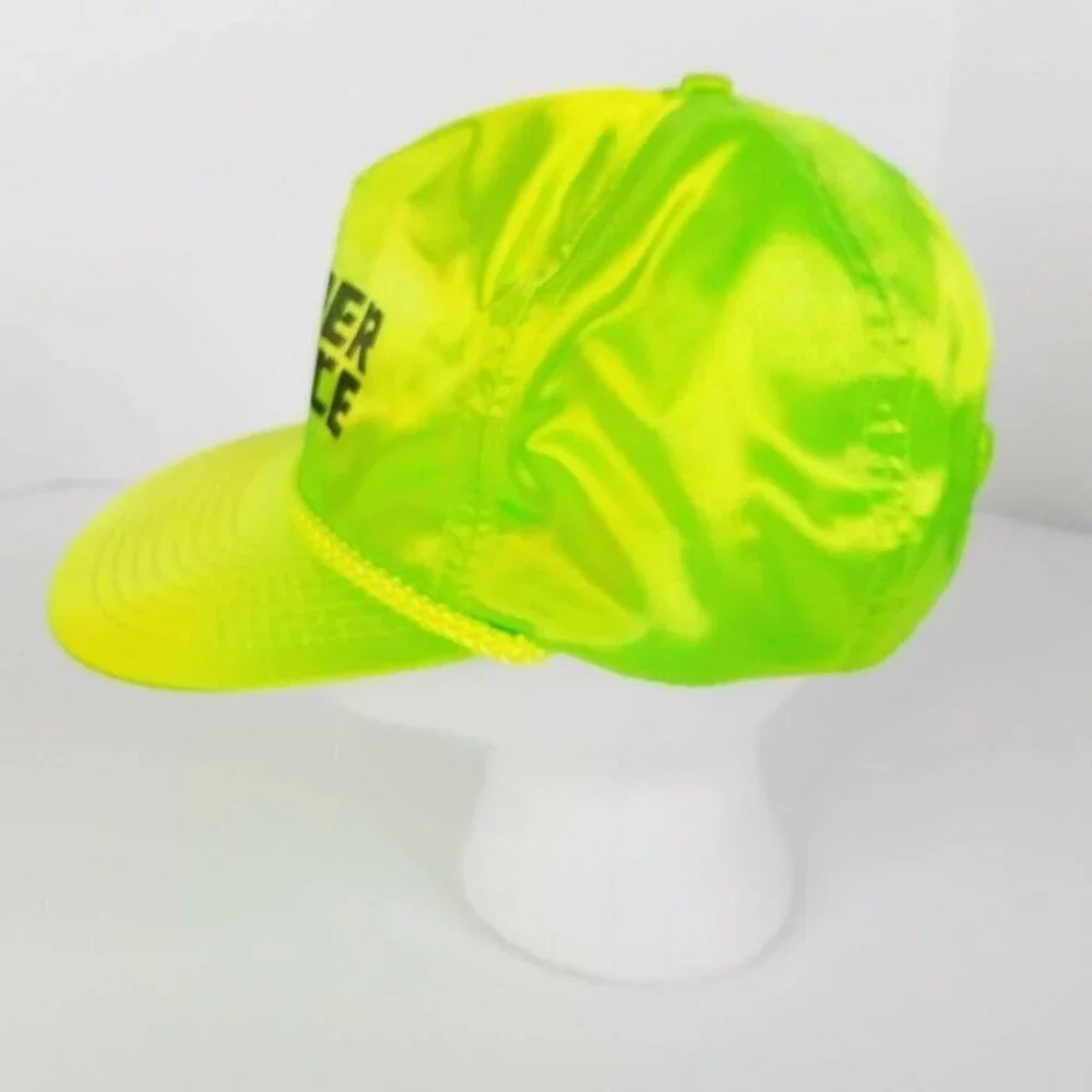 Super Force Cap Vintage 90s TV‎ Show Snapback Hat Neon Green Nylon Rope Glows